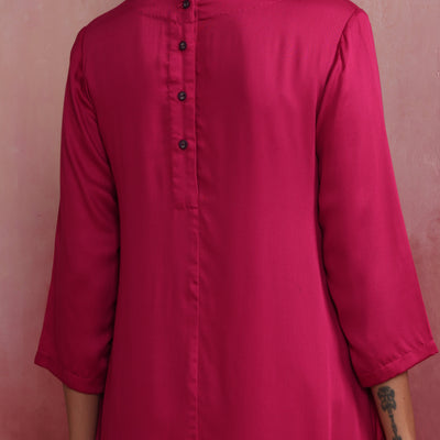 trueBrowns Magenta Highlow Modal Kurta Set