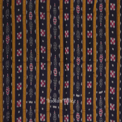 Navy Blue Red Pure Cotton Sambalpuri Dress Material & Dupatta