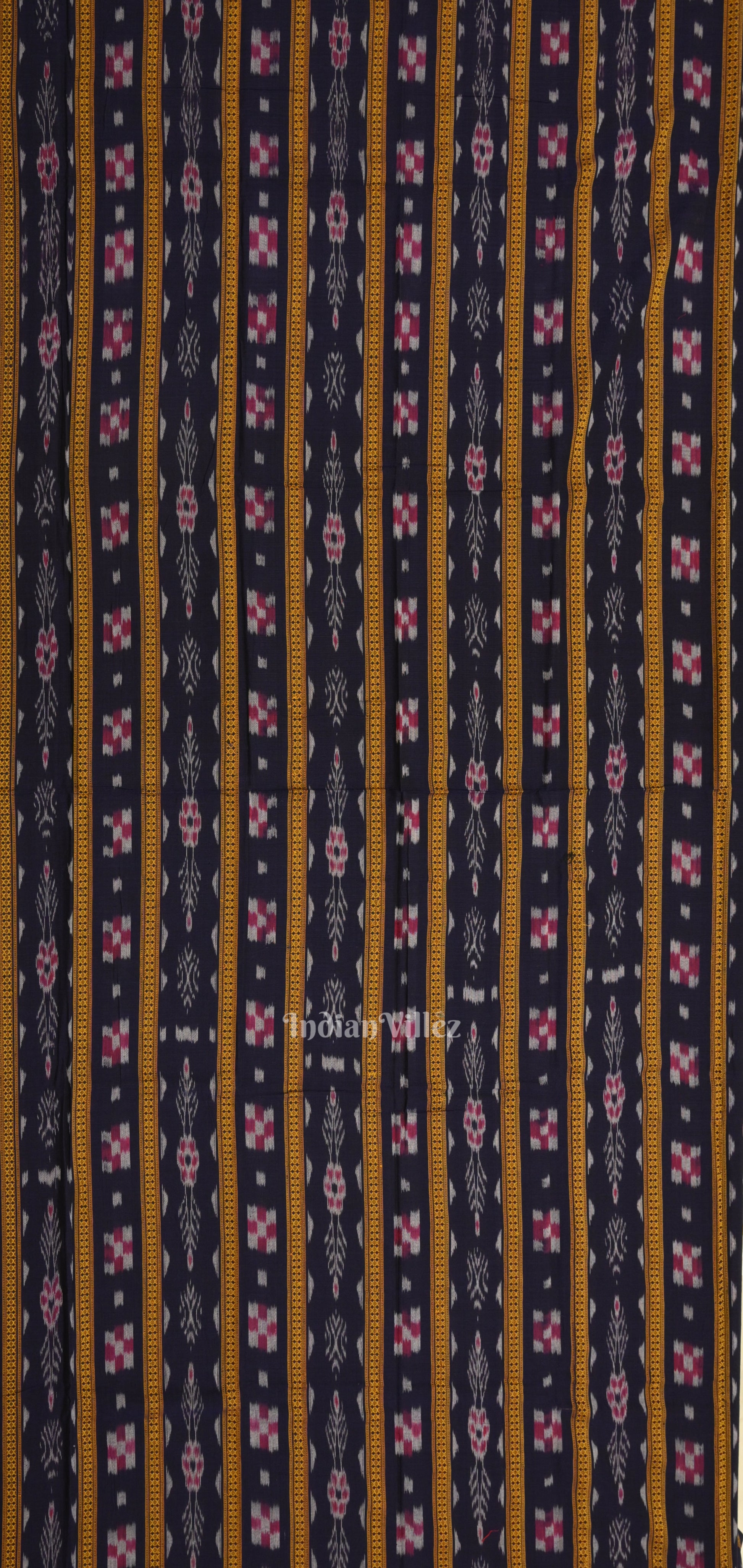 Navy Blue Red Pure Cotton Sambalpuri Dress Material & Dupatta