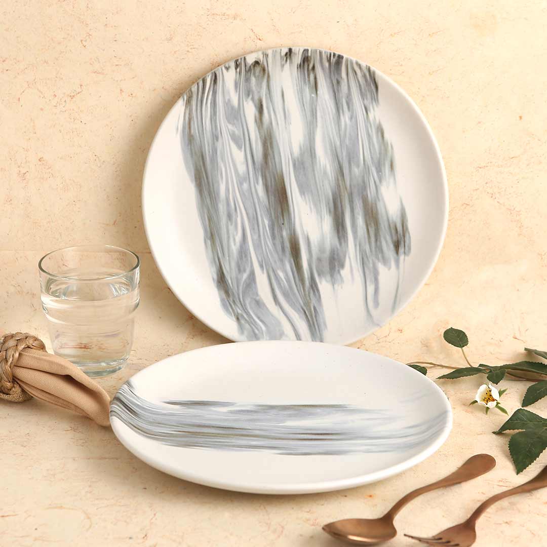 Teramo Stoneware 10" Dinner Plate - Marble White (Set of 2)