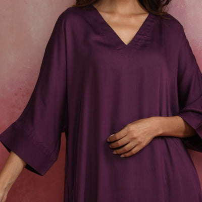 trueBrowns Purple Modal Kimono Kurta Set
