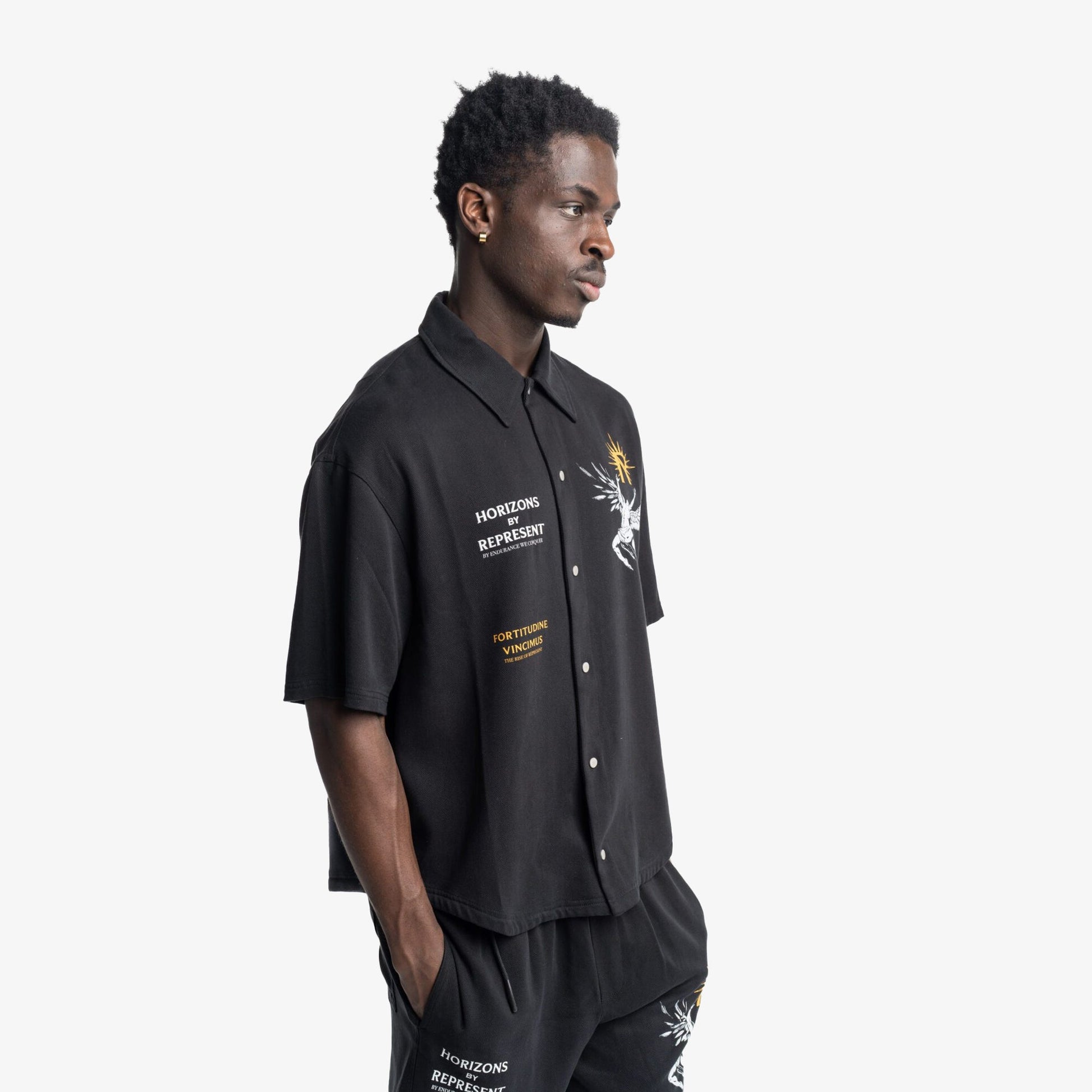 REPRESENT | ICARUS SHORT SLEEVE SHIRT { BLACK