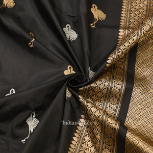 Black Designer Pure Banarasi Katan Silk Saree