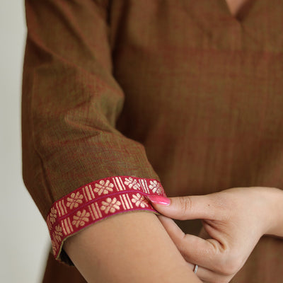 Brown - Dharwad Cotton Long A-Line Kurta 19