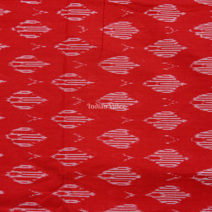 Red Handwoven Pochampally Ikat Cotton Fabric
