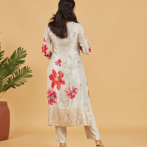 Ivory Grey Festive Kurta Set