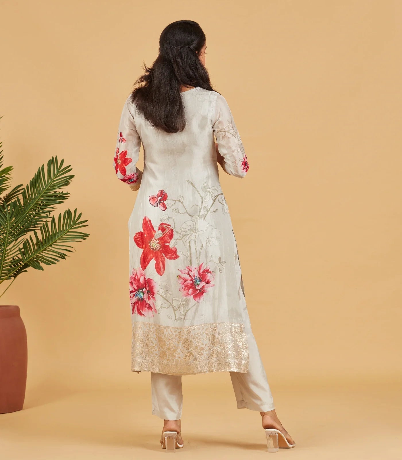 Ivory Grey Festive Kurta Set