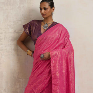 trueBrowns Pink Gold Metallic Ready To Wear Saree