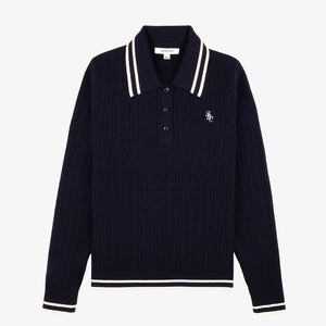 SPORTY & RICH | SRC CABLEKINT POLO { NAVY/CREAM