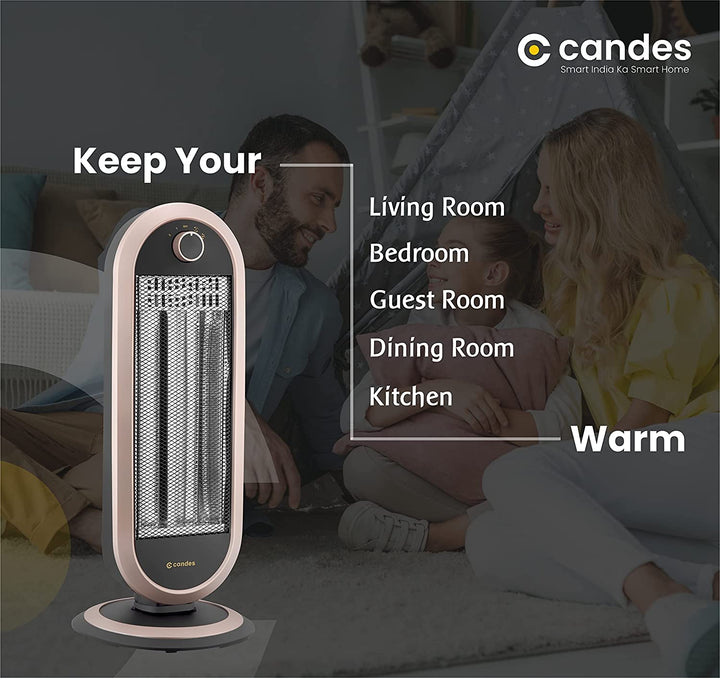 Carbon 2 Rod Room Heater for Winter with 2 Heat Setting - 500W/1000W (Black/Brown)