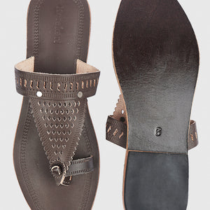 Brown Handstitched Leather Kolhapuri Women Slipper
