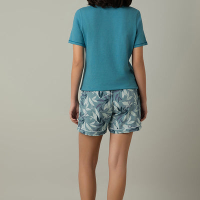 Sleep Shorts - Cameo Leaf Print