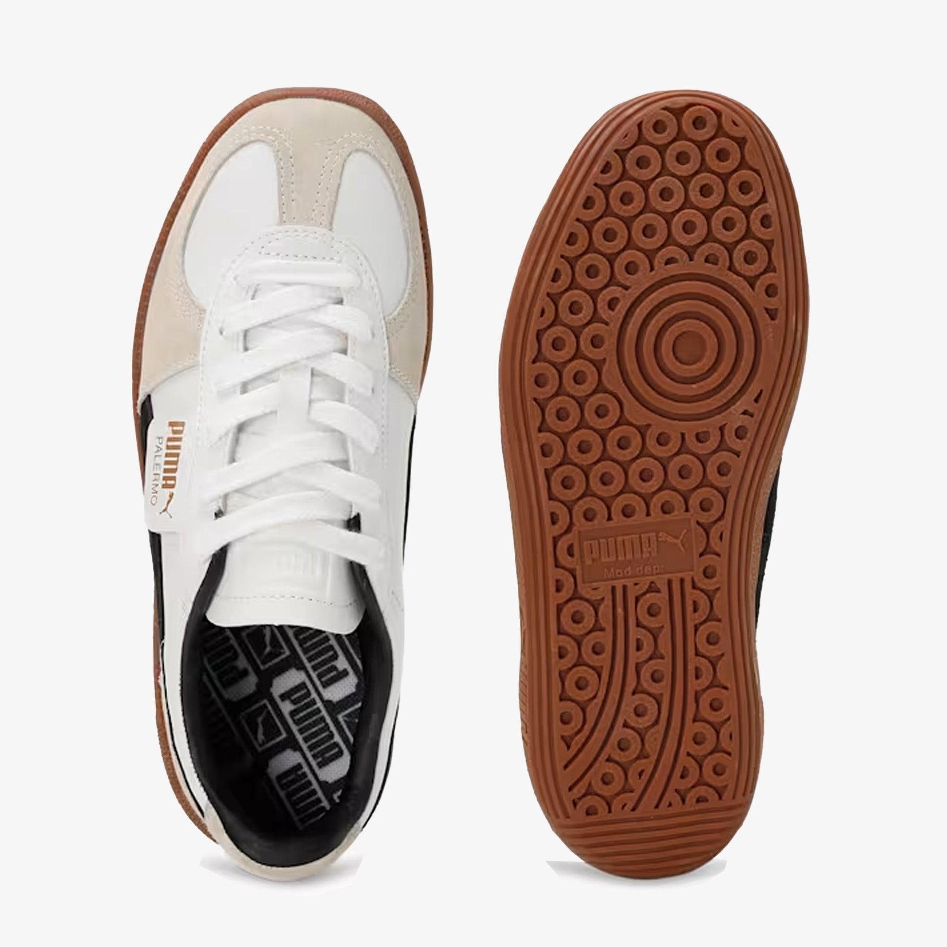 PUMA | PALERMO LTH { PUMA WHITE-VAPOR GRAY-GUM