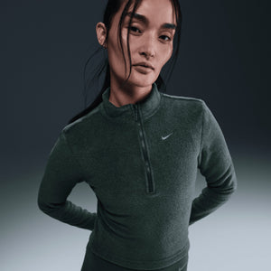 NIKE | SLIM LONG-SLEEVE COZY FLEECE 1/2-ZIP TOP { VINTAGE GREEN/BICOASTAL