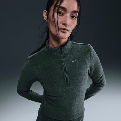 NIKE | SLIM LONG-SLEEVE COZY FLEECE 1/2-ZIP TOP { VINTAGE GREEN/BICOASTAL