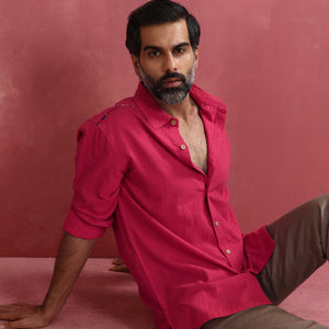 trueBrowns Men's Pink Cotton Shirt