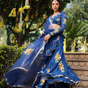 Madison Blue Handpainted Georgette Lehenga Set