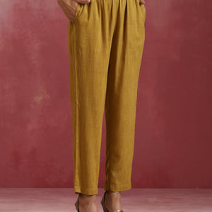 trueBrowns Mustard Cotton Kurta Set