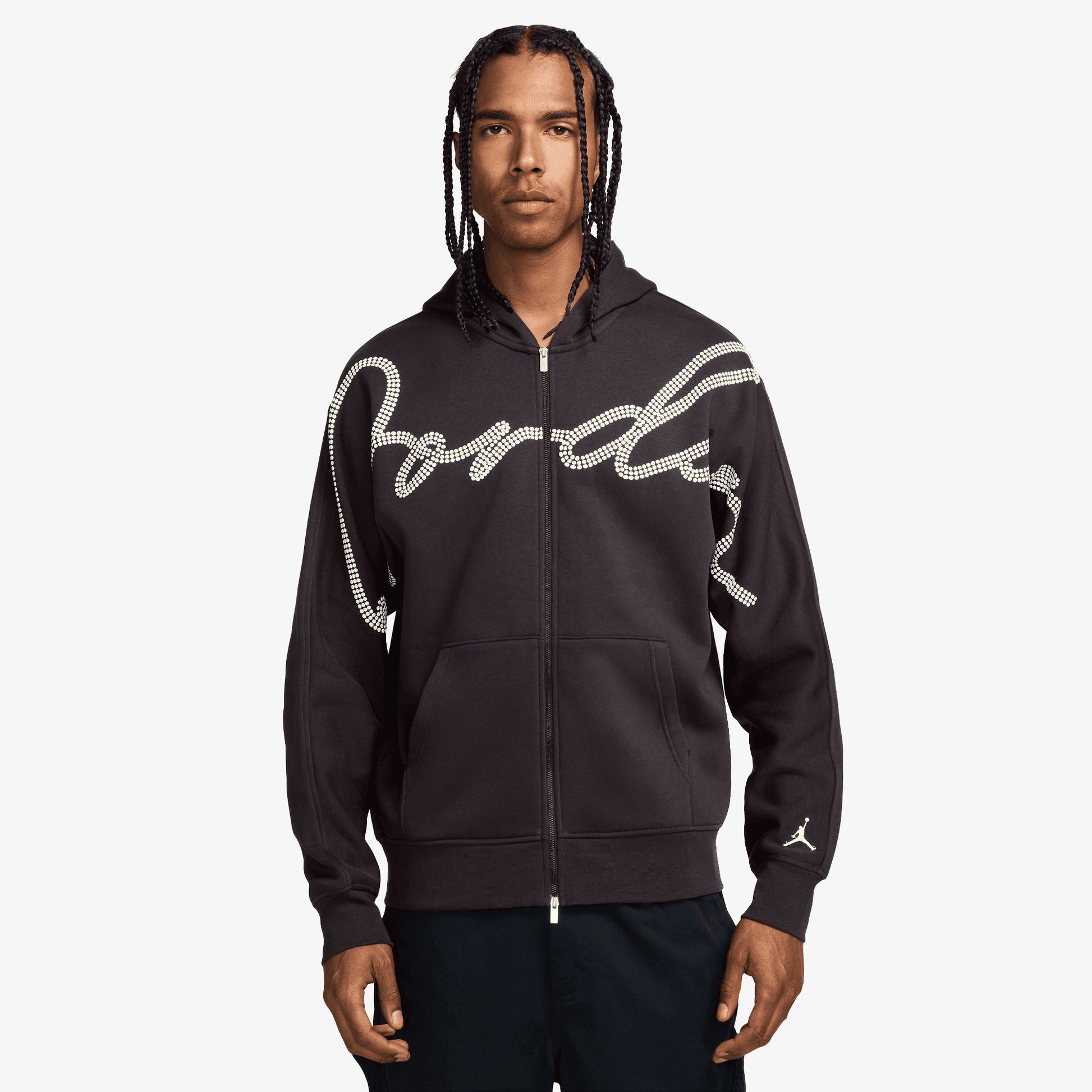 JORDAN | MVP FULL ZIP FLEECE HOODIE { OFF NOIR/SAIL/SAIL