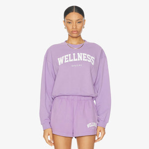 SPORTY & RICH | WELLNESS IVY CROPPED CREWNECK { VIOLET/WHITE