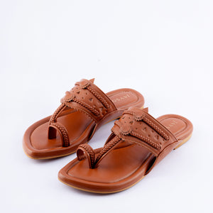 Windsor Tan Solid Kolha Flats