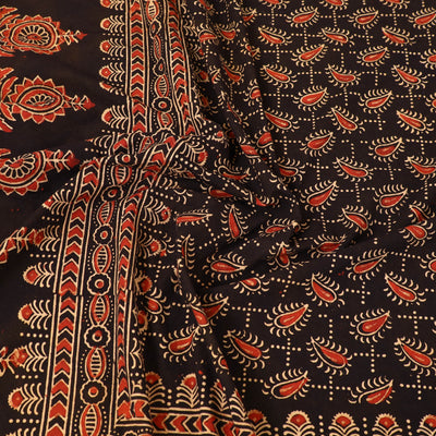 Black - Block Print Cotton Double Ajrakh Bed Sheet Set 01