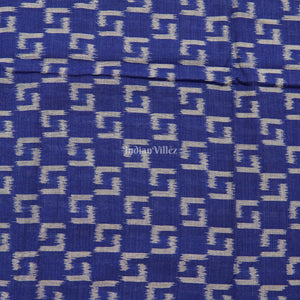 Blue Box Theme Sambalpuri Ikat Cotton Fabric