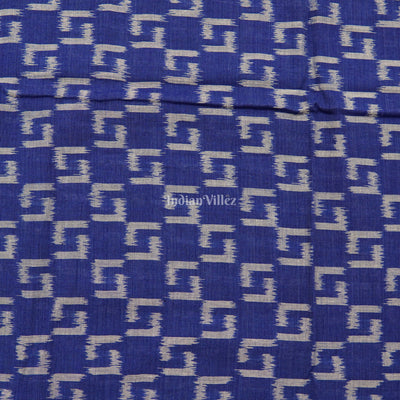 Blue Box Theme Sambalpuri Ikat Cotton Fabric