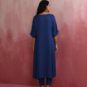 trueBrowns Blue Modal Kimono sleeve Kurta set
