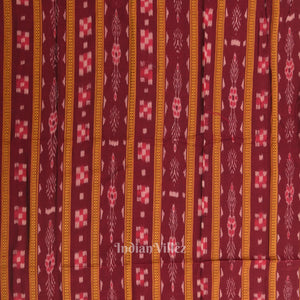 Maroon Yellow Odisha Ikat  Sambalpuri Dress Material & Dupatta