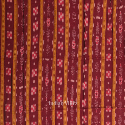 Maroon Yellow Odisha Ikat  Sambalpuri Dress Material & Dupatta