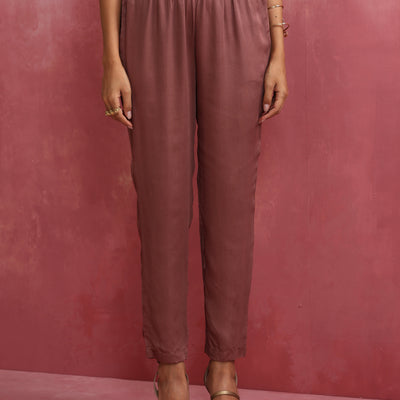 trueBrowns Pink Modal Kimono Kurta Co-ord Set