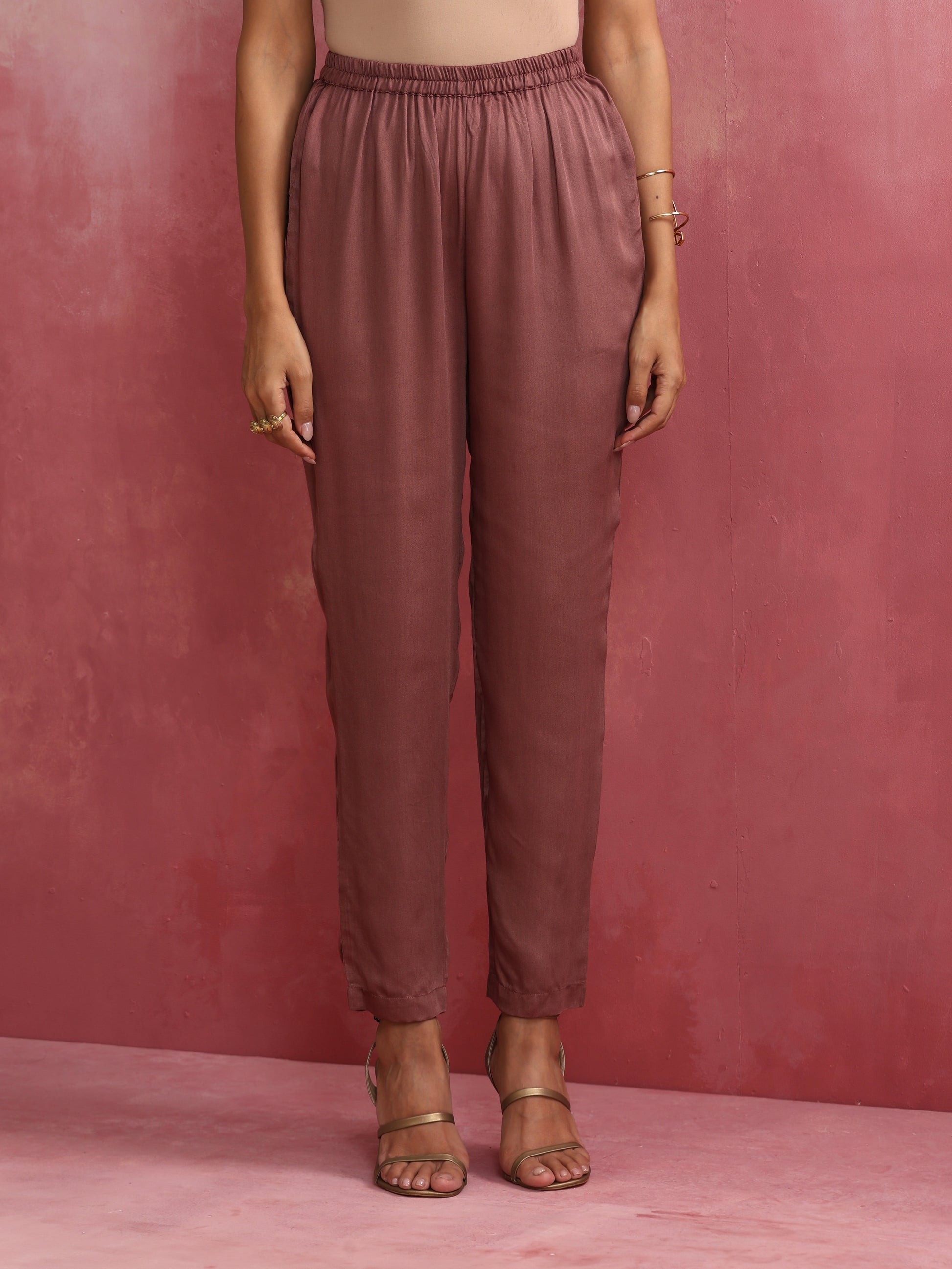trueBrowns Pink Modal Kimono Kurta Co-ord Set