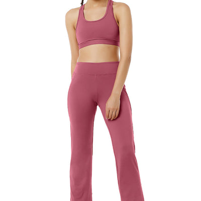 Flaunt Flared High Rise Travel Pants - Heather Rose