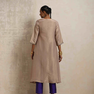 trueBrowns Lilac Tissue Angrakha Kurta Set