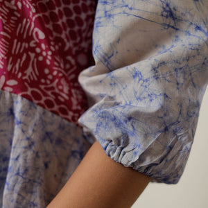 Blue - Hand Batik Printed Cotton Flared Dress 03