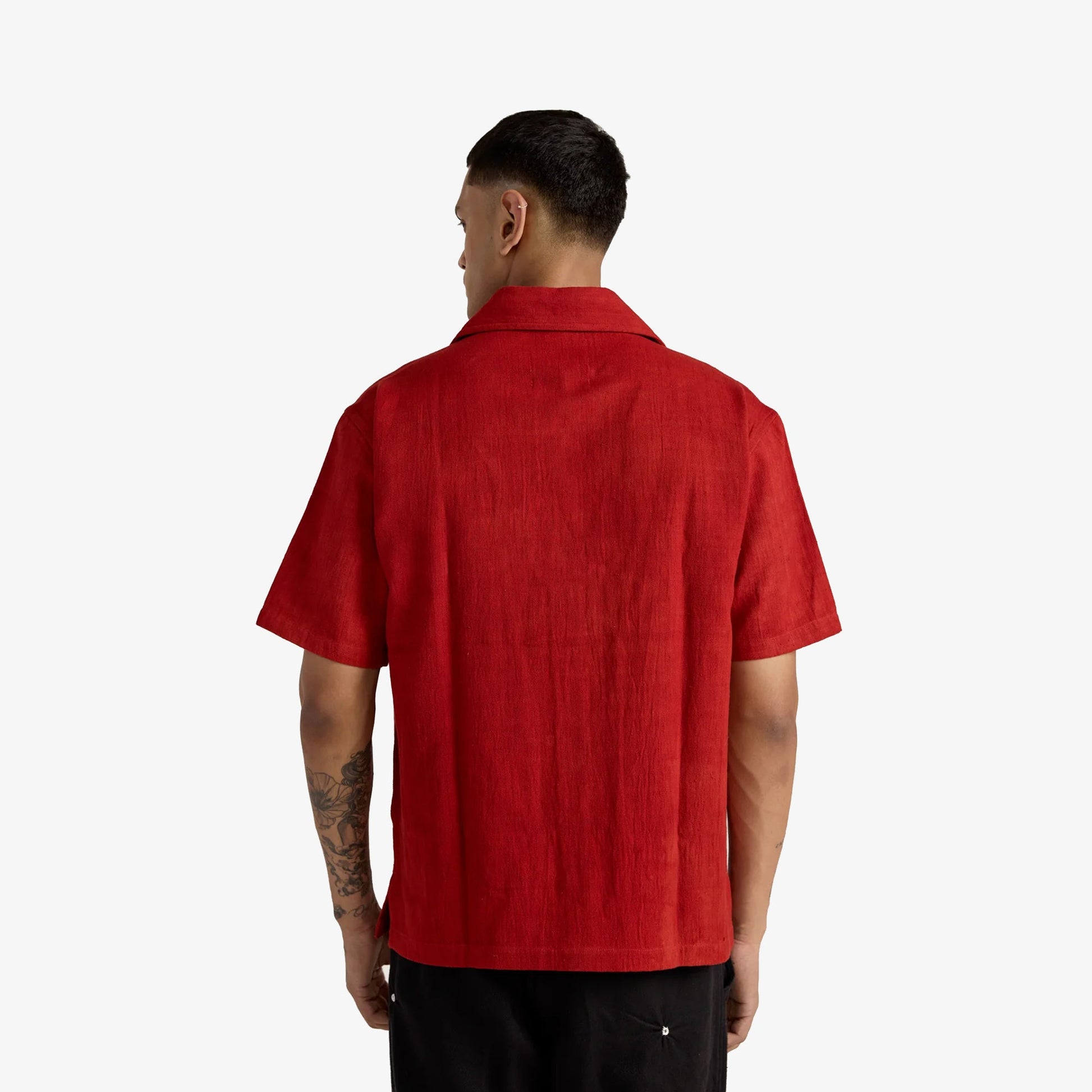 F A R A K | BASICS RED BAGRU SHIRT { RED