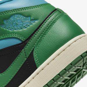 Jordan | AIR JORDAN 1 MID  { BLACK/LUCKY GREEN-AQUATONE-SAIL