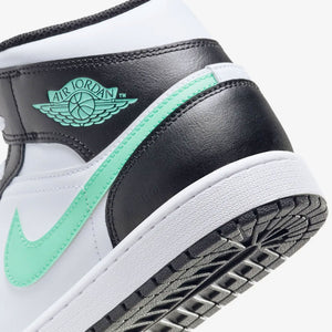 Jordan | AIR JORDAN 1 MID  { WHITE/GREEN GLOW-BLACK