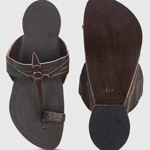 Brown Handstitched Leather Kolhapuri Men Slipper