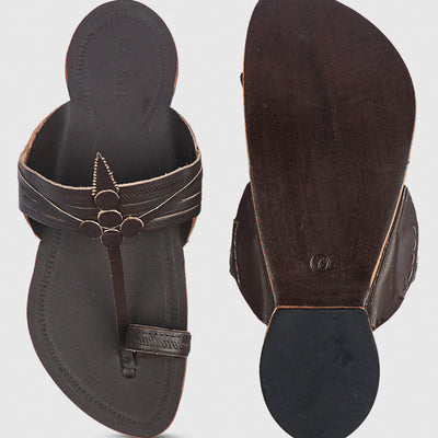 Brown Handstitched Leather Kolhapuri Men Slipper