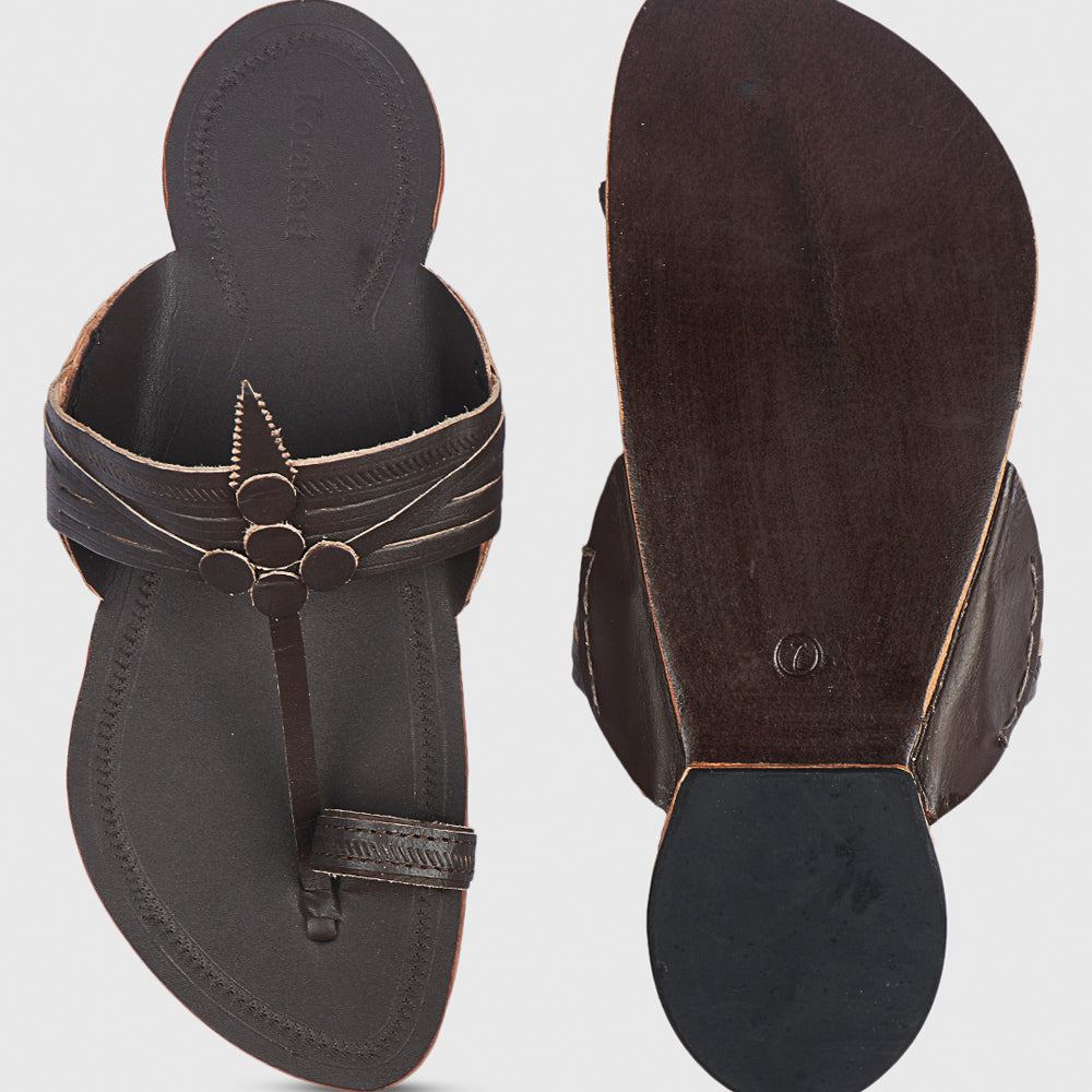 Brown Handstitched Leather Kolhapuri Men Slipper