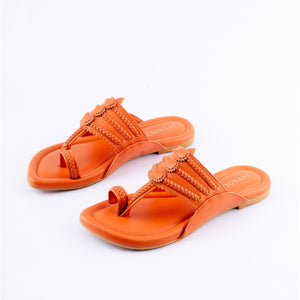 Marmalade Orange Solid Kolha Flats