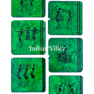 Saura Art Themed Hand Painted Tray with Coasters