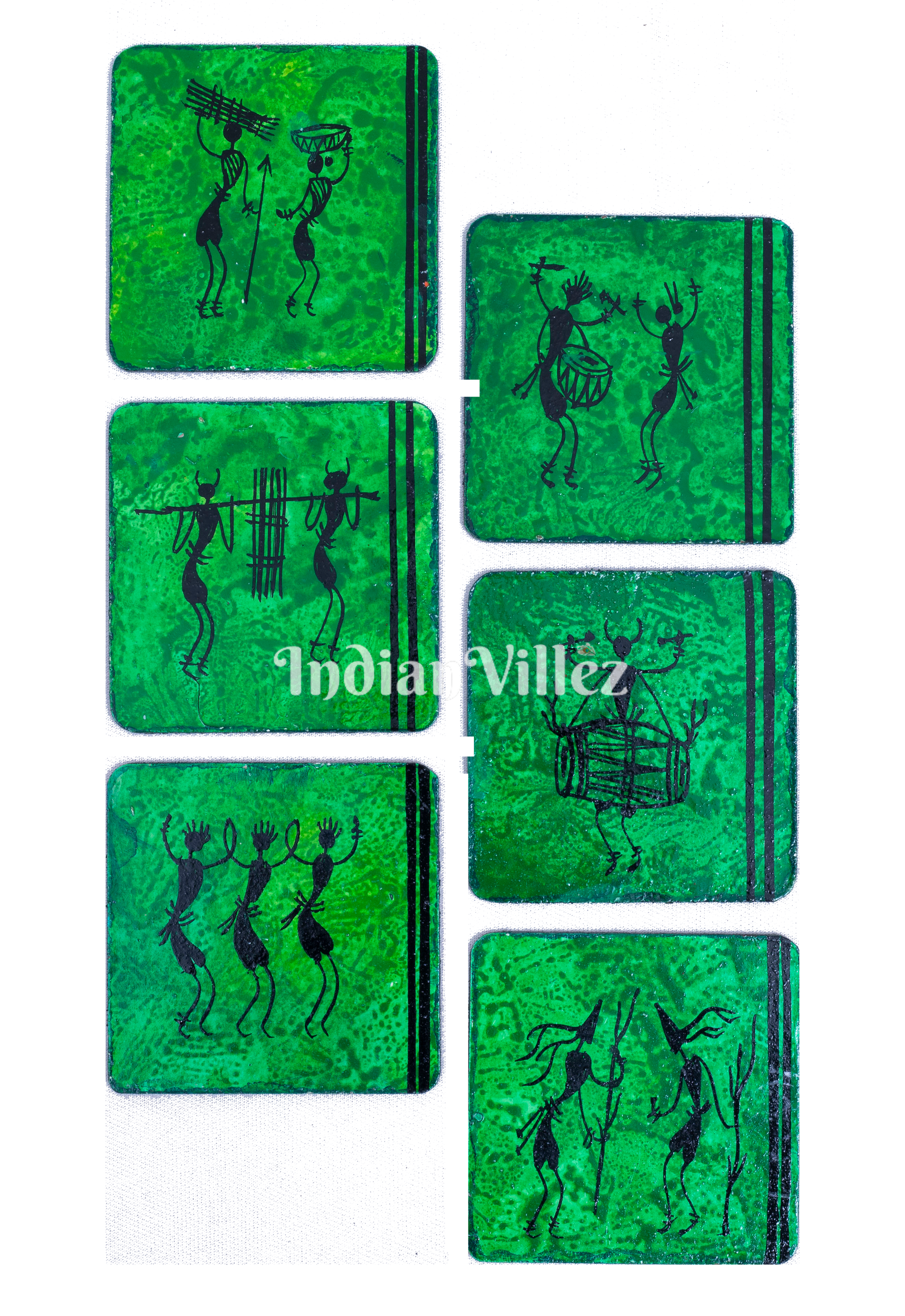 Saura Art Themed Hand Painted Tray with Coasters