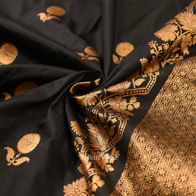 Black Designer Katan Banarasi Silk Saree