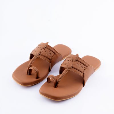 Burlywood Solid Kolha Flats