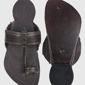 Brown Handstitched Leather Kolhapuri Men Slipper