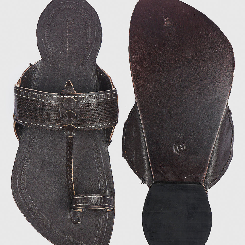 Brown Handstitched Leather Kolhapuri Men Slipper