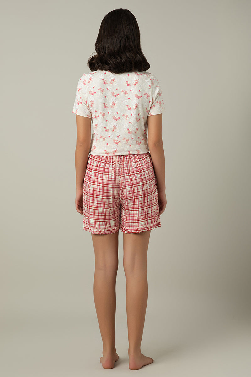 Sleep Shorts - Blush Rose Check Print